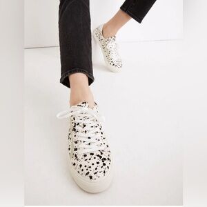 Madewell MWL Sidewalk Calf Hair Sneakers Spatter Paint Size 7.5 NWOT